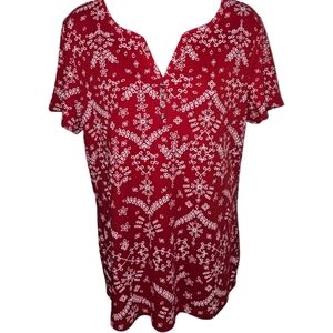 NWT Karen Scott V-Neck Button Down Short Sleeve Top